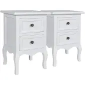 vidaXL Table de chevet 2 pcs avec 2 tiroirs MDF Blanc