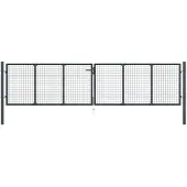 vidaXL Portail de jardin grillagé en acier galvanisé gris 400 x 75 cm