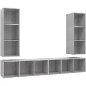 vidaXL Armoires murales TV 4 pcs. Gris béton Bois composite