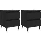 vidaXL Tables de chevet 2 pcs noir 40x35x50 cm bois d'ingénierie