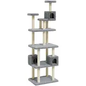 vidaXL Arbre à chat avec colonnes à griffer en sisal gris clair 188 cm