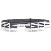 vidaXL Ensemble salon de jardin 12 pièces avec coussins blanc pin massif