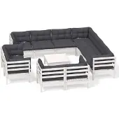 vidaXL Ensemble salon de jardin 12 pièces avec coussins blanc pin massif