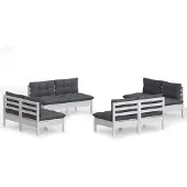 vidaXL Salon de jardin 8 pcs avec coussins anthracite Bois de pin