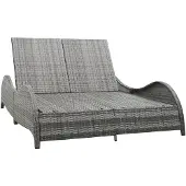 vidaXL Bain de soleil double avec support Poly rotin Anthracite