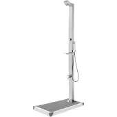 vidaXL Douche de jardin avec plaque de sol grise 225 cm acier inoxydable