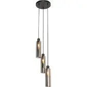 QAZQA Suspension moderne noire avec verre fumé 3 lumières - Stavelot