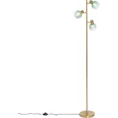 QAZQA Lampadaire Art Déco doré avec verre vert 3 lumières - Vidro