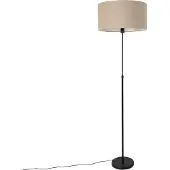 QAZQA Lampadaire noir réglable avec abat-jour brun clair 50 cm - Parte