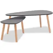 vidaXL Ensemble de 2 tables basses en pin massif noir