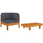vidaXL Ensemble de salon de jardin 2 pièces avec coussins gris foncé en bois d'acacia