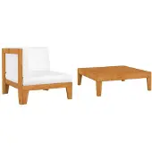 vidaXL Ensemble salon de jardin 2 pièces avec coussins en bois massif d'acacia