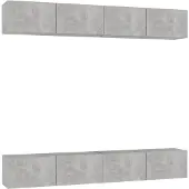 vidaXL Armoires TV 4 pcs. Gris béton 100x30x30 cm Bois composite
