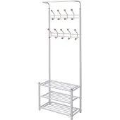 vidaXL Porte-manteau avec rangement de chaussures 68x32x182,5cm Blanc