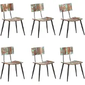 vidaXL Chaises de salle à manger 6 pcs. Vieux bois massif