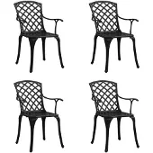 vidaXL Chaises de jardin 4 pcs. Fonte d'aluminium noir