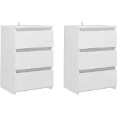 vidaXL Tables de chevet 2 pcs blanc 40x35x62,5 cm bois d'ingénierie