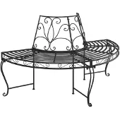 vidaXL Banc d'arbre semi-circulaire Ø160 cm noir acier