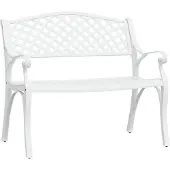 vidaXL Banc de jardin 102 cm fonte d'aluminium blanc