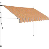 vidaXL Store rétractable manuel 300 cm jaune/bleu rayé