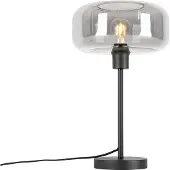 QAZQA Lampe de table Art déco noire avec verre fumé - Bizle