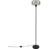 QAZQA Lampadaire Art déco noir avec verre fumé - Bizle