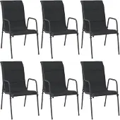 vidaXL Chaises de jardin 6 pcs. acier et textilène noir