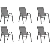 vidaXL Chaises de jardin empilables 6 pcs. Gris Textilène