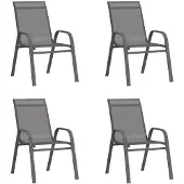 vidaXL Chaises de jardin empilables 4 pcs. Gris Textilène