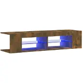 vidaXL Armoire TV avec lampes LED chêne fumé 135x39x30 cm