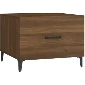 vidaXL Table basse avec pieds en métal brun imitation chêne 50x50x40 cm