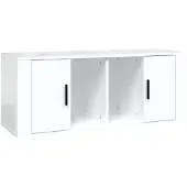 vidaXL Armoire TV blanc brillant 100x35x40 cm Bois composite