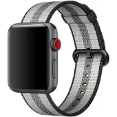 Apple Watch Bracelet de Montre en Nylon Tissé Rayé 38 mm Noir