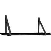 House Nordic Etagère murale en bois vierge avec cuir 80x20cm