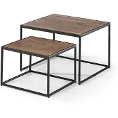 Molecule Table basse 'Quinn' Mangolia | Structure en métal, surface en bois exotique | H45/35 x L65/50 x P65/50 cm