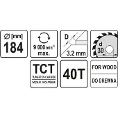 YATO Lame de scie en carbure 184 x 30 mm, 40 dents
