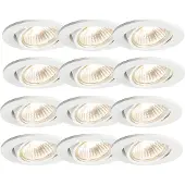 QAZQA Ensemble de 12 spots encastrés blancs orientables - Cisco