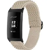 IMoshion Bracelet en nylon élastique pour Fitbit Charge 3 / 4 - Beige