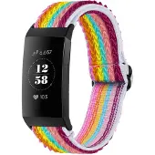 IMoshion Bracelet en nylon élastique pour Fitbit Charge 3 / 4 - Rainbow