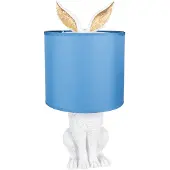 Clayre & Eef Lampe de table Lapin Ø 20x43 cm Blanc Bleu Polyrésine
