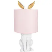 Clayre & Eef Lampe de table Lapin Ø 20x43 cm Blanc Rose Polyrésine