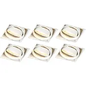 QAZQA Ensemble de 6 spots encastrés blancs GU10 orientables sans bordure - Oneon