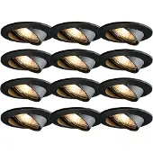 QAZQA Ensemble de 12 spots encastrés modernes noirs orientables - Edu