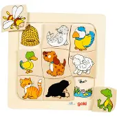 Goki Puzzle en bois à assembler Maisons des animaux, +2 ans,