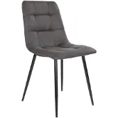 House Nordic Chaise de salle à manger en microfibre grise avec pieds en acier noir