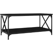 vidaXL Table basse noire 100x50x45 cm bois composite et fer