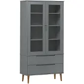 vidaXL Armoire vitrine MOLDE Gris 90x35x175 cm Pin massif