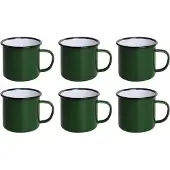 Olympia Mug En Acier Émaillé Vert Et Noir 350 Ml Lot De 6