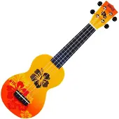 Mahalo Soprano Finition Fleurs Hibiscus Orange Brillant