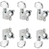Schaller M6 180 Chrome 3L+3R large metal button Mécaniques de guitare électrique et western